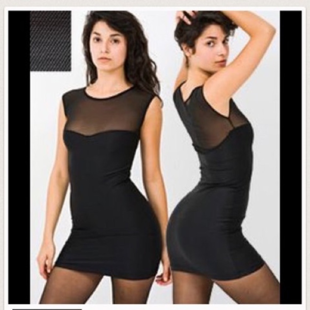 American Apparel Black Mesh Mini Dress